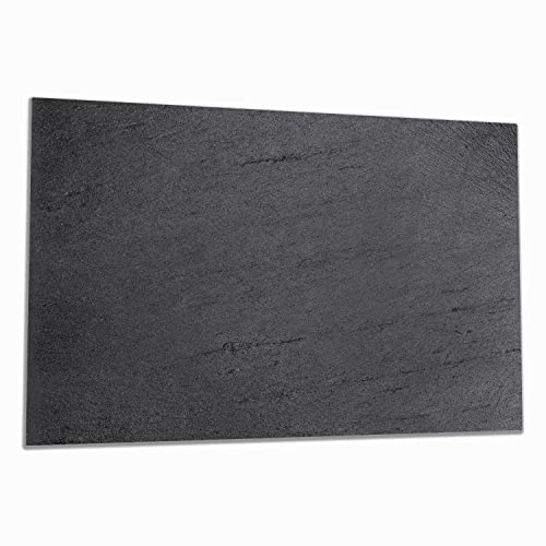 Wallario Herdabdeckplatte/Spritzschutz aus Glas, 1-teilig, 90x52cm, für Ceran- und Induktionsherde, Schwarze Schiefertafel Optik - Steintafel