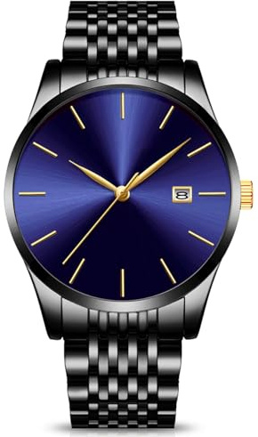 RORIOS Herren Edelstahl Dünn Uhren Analog Quarzuhr Business Fashion Kalender Metallarmband wasserdichte Multifunktion Männer Armbanduhr Uhr