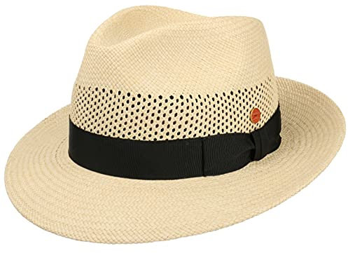 Mayser Imperia Panama Straw Hat Men - Made in The EU Summer Beach Bogart with Grosgrain Band, Band Spring-Summer - 62 cm Nature-Black