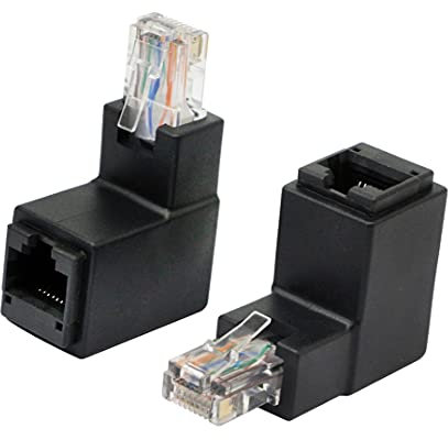 CERRXIAN RJ45-Ethernet-Adapter, CAT6-Ethernet-Adapter, rechtwinklig von Stecker zu Buchse, zum Schutz der nativen Buchse des Geräts (90 Grad)