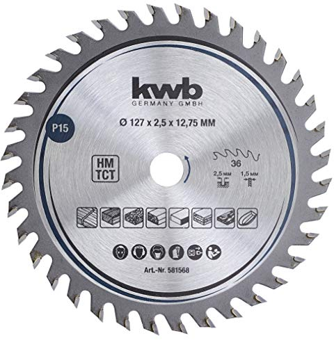 kwb lama per sega circolare 127 x 12,7 mm, taglio molto fine, adatta per piani di lavoro, legno e pannelli rivestiti