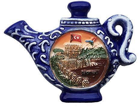 Teiera 3D Alanya Turchia Frigorifero Magnete Frigo Souvenir turistici Ceramica Fatta a Mano Adesivi magnetici Artigianali Decorazione della Cucina di casa Regalo di Viaggio