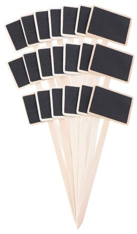 NUOBESTY 20pcs Mini Chalkboard Signs Rustic Wooden Blackboard Picks Stick Plant Tags Labels with Stakes for Garden Wedding Party DIY Craft Decor