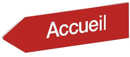 DECOHO - Panneau directionnel personnalisable – Gauche – Pancarte personnalisable en forme de flèche avec gravure laser - Résistant aux intempéries & UV - Adhésif 3M - 8x30 cm – Rouge - Rouge