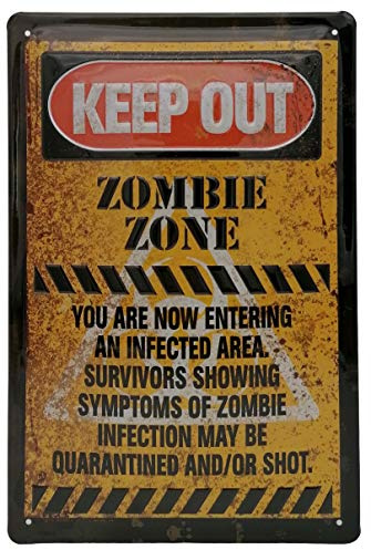 Zombie Zone - Warnhinweis - Keep Out | Zutritt verboten - hochwertig geprägtes Blechschild, 30 x 20 cm Wanddekoration (Lustiger Spruch)
