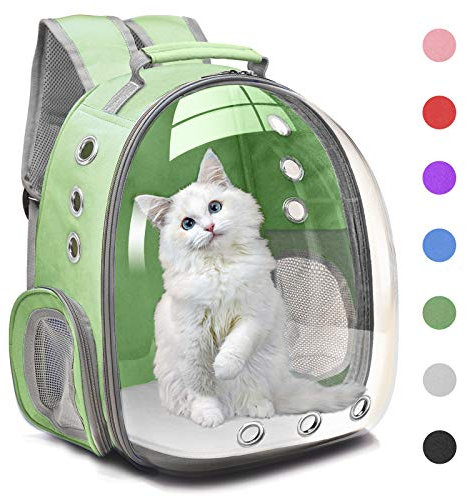 Henkelion Sac à dos de voyage à bulles pour chiens et chats de petite et moyenne taille, capsule spatiale, sac de transport pour chien, randonnée, approuvé par les compagnies aériennes – Vert
