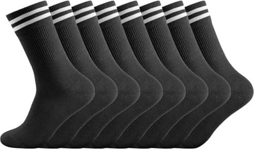 Socken Herren Damen Sportsocken 4 paar Tennissocken Schwarz Lange Baumwollsocken Laufsocken Arbeitssocken,Schwarz,39-42