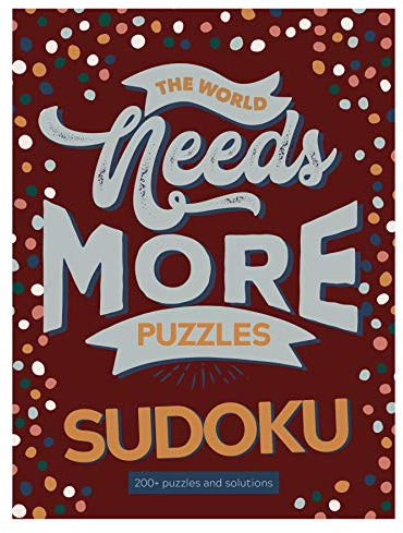 TF PUBLISHING - The World Needs More Sudoku Puzzle Book - Spiral Puzzle and Activity Pad - Over 200 Puzzles and Solutions - Stimulating Brain Booster - Four Difficulty Skill Levels - 6 x 8”