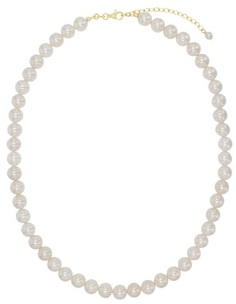 Amor Halskette 925 Sterling Silber Damen Halsschmuck, mit Muschelkernperle, 42+5 cm, Gold, Kommt in Schmuck Geschenk Box, 2036743