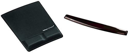 Fellowes Fabrik Mouse Pad/Wrist Support Black & Keyboard Wrist Rest - Crystals Gel Wrist Rest with Non Skid Rubber Base - Ergonomic Wrist Support for Computer, Laptop, Home Office Use - Black