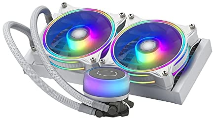 Cooler Master MasterLiquid ML240 Illusion White Edition CPU Liquid Cooler - AIO Water Cooling System, 2 x 120mm ARGB Halo Fans, 240mm Radiator, ARGB Controller Included - AMD and Intel Compatible