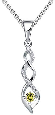 JO WISDOM Damen Halskette Sterling Silber 925,Kette Anhänger Unendlichkeit Infinity mit 3A Zirkonia August Geburtsstein Peridot Farbe,Schmuck für Frauen