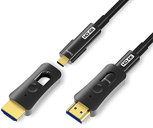 YIWENTEC Cable de fibra HDMI 4k@60Hz HDCP2.2 4:4:4 de alta velocidad 18Gbps HDR 3D 4K2K Cable de fibra con tipo micro Pull (20M, 4K)