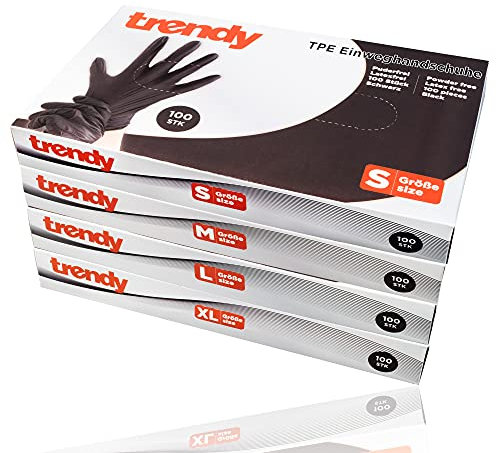 Bock op Kölle 100x TPE Einweghandschuhe schwarz S-XL Puderfrei & Latexfrei Einmalhandschuhe (XL)