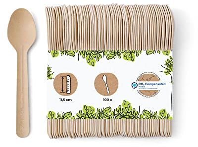 BIOZOYG Cuchara papel de 11,5 cm marron I Cucharas catering de papel,estable, respetuoso con el medio ambiente y sin plástico I Cubiertos de snack para camiones de comida I Cucharas fiesta 100 piezas