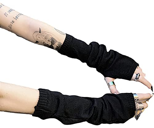 Skateboard Frog Damen-Handschuhe, Gothic-Armstulpen, cooles schwarzes Mondkreuz, bedruckt, Hip-Hop-Armstulpen, Schwarz, Einheitsgröße