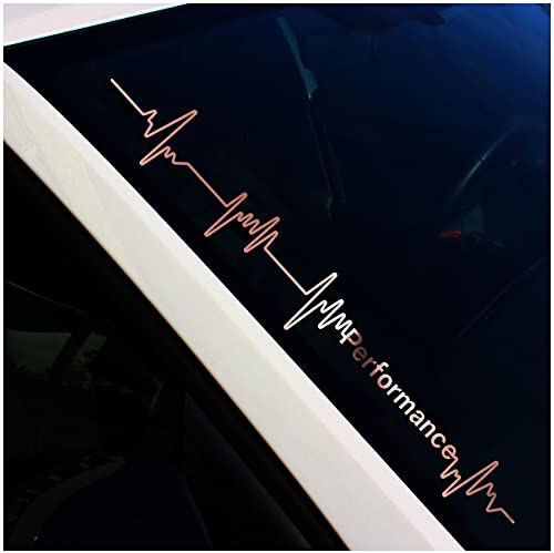 Finest Folia Frontscheibenaufkleber Schriftzug Herzschlag Performance Aufkleber für Windschutzscheibe Heckscheibe Frontscheibe Auto Fahrzeug Dekor Sticker FS29 (Rosegold Chrom, Außenklebend)