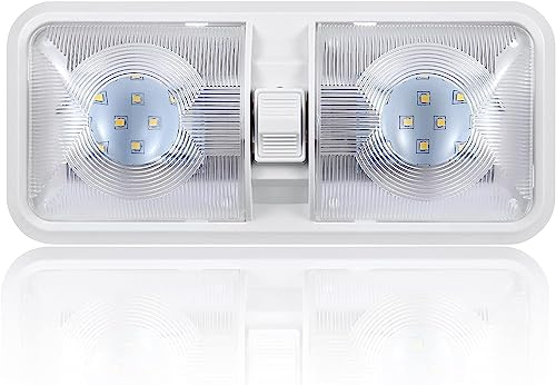 Lumière LED 12 Volts pour camping-car avec interrupteur ON/OFF - Neutre 4000-4500K 8W 600LM, Eclairage Plafonnier LED 12V intérieur pour camping-car, fourgon, remorque, bateau - Paquet de 1