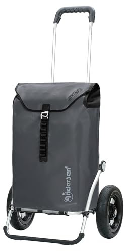 ANDERSEN Einkaufstrolley - Royal Shopper Ortlieb anthrazit 49 L Handwagen, wasserdicht, wetterfest, Aluminium, klappbar, luftbereiftes Kugellagerrad