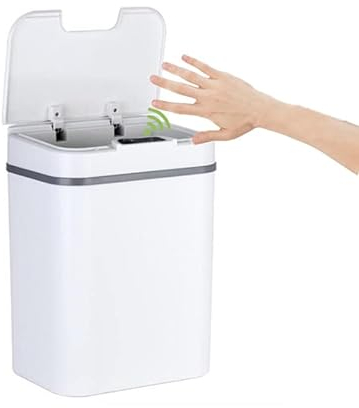 EUNEWR Automatischer Mülleimer Berührungsloser Infrarot-Bewegungssensor-Mülleimer 12L (Weiß)