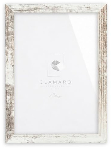 CLAMARO Bilderrahmen Collage, MDF Holz, Vintage Weiß, 30 x 90 cm, Acrylglas | Handgefertigt in Deutschland, Profilbreite 30 mm, inkl. Rückwand und Zackenaufhänger, für Hoch- und Querformat, eckig
