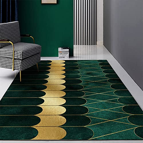Klassischer Orientteppich, Dunkelgrün vergoldet, Kurzflor Waschbarer Anti-Rutsch Ornamente Muster Teppich 200 x 250 cm