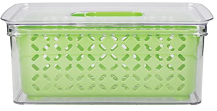 MasterClass Fresh Keeper Stacking Lidded Fridge Storage Box, 1L, Green