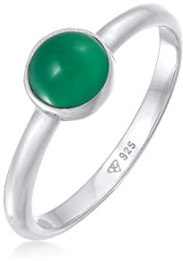 Elli Ring Elli PREMIUM Ring Damen Solitär Basic Grün mit Achat Edelstein in 925 Sterling Silber rhodiniert