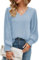 Odosalii Womens Tops,Women's Long Sleeve Tops Elegant V Neck Chiffon Shirt Business Casual Baggy Work Office Blouses Tunic（Grey Blue,X-Large）