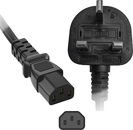 SHAFI 5-Meter Kettle Lead - IEC-C13 Power Cable UK Plug 3-Pin - Quality Copper Core Replacement Power Lead for PC Projector Cooker Hp Printer PlayStation Pro PS4 Gaming Computer Monitor - 5M