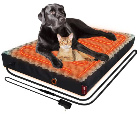 HyphessAda Upgraded Heated Dog Bed with Enlarged Heating Area, 12V Safe Voltage Arthritis Orthopedic Dog Bed with Memory Foam, Heated Pet Bed with Waterproof Cover for Medium, Large, XL Dogs (Large)…