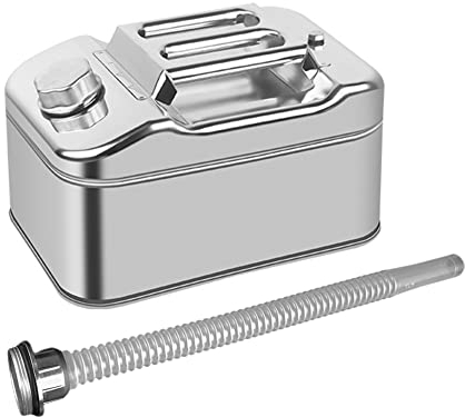 Bidons Dessence Portable pour Essence, MoreChioce 10L Bidons de Carburant en Acier Inoxydable 304 Réservoir de Réserve Bidons en Métal Bidons de Rechange