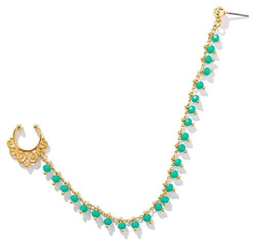 Vepoty Gefälschter Septum-Ring mit Kette, Nase-zu-Ohr-Kette, Nicht durchdringender Nasenring, indischer Bauchtanz, Party-Körperschmuck für Frauen und Mädchen