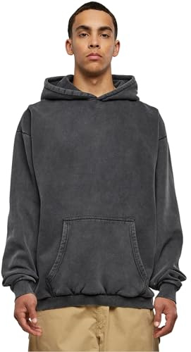 Urban Classics Herren Kapuzenpullover Stone Washed Hoody Black S
