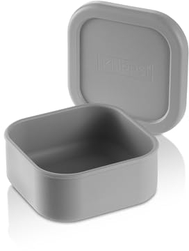 KLIPPSI® Lunchbox Brotdose Vorratsdosen aus Platin Silikon reißfest, hitze-kältebeständig, auslaufsicher, spülmaschinengeeignet (grau, Small)