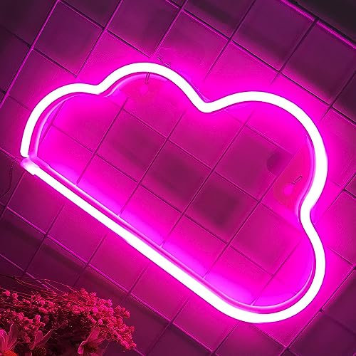 Wolkenlicht Neon Zeichen für USB oder LED batteriebetriebene Neon Licht Raum Zeichen, Wanddekoration Geburtstag Hochzeitsfeier Halloween Weihnachten Neon Licht Raum Dekoration (rosa)