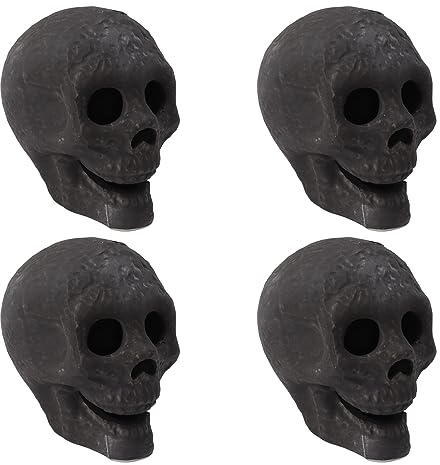 4 Stück Imitierter Menschlicher Schädel-Gasscheit, Feuerfeste Keramik-Feuerstelle, Totenkopf-Schädelscheit für Lagerfeuer, Lagerfeuer, Kamin, Feuerstelle, Halloween-Dekoration