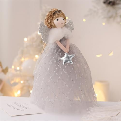 Angel Tree Topper, 26 cm High Plush Angel Topper Christmas Tree Decorations with Fairy Stick,Creative Christmas Trees Fairy Topper for ChristmasTrees Decorations and Home Decor