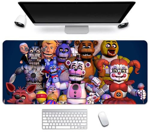 OSRDFV FNAF Mauspad Anime FNAF 3D Druck Gaming Mauspad für PC Büro Schreibtisch 300 x 800 mm (Typ 4)
