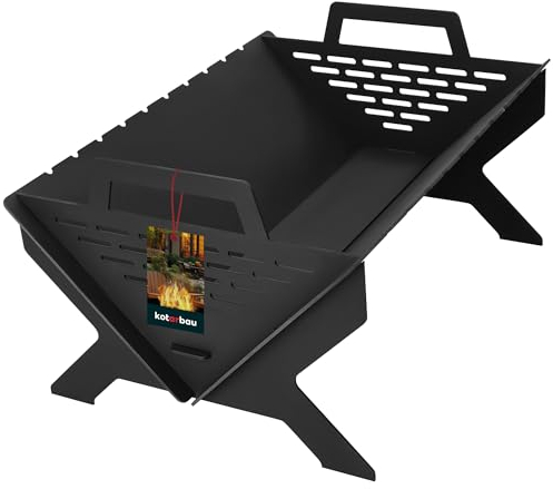 KOTARBAU® Feuerschale Camping Faltbar Faltgrill Outdoor Gartenfeuerstelle 50 cm x 35 cm Stahlblech hitzebeständige Farbe Feuerschale Faltbar Feuerstelle
