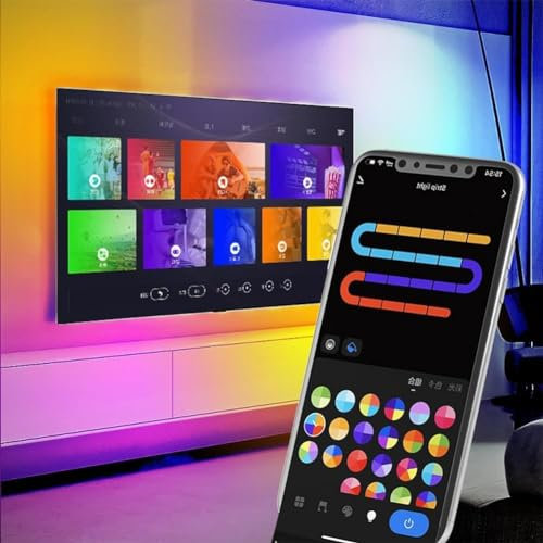 Bande lumineuse LED Music Sync RGB Colour,TV LED Backlight, Changements lumières Led App Control, Bande lumineuse LED avec HDMI Sync Box Éclairage flexible Néon pour la décoration maison ( Size : 55-6