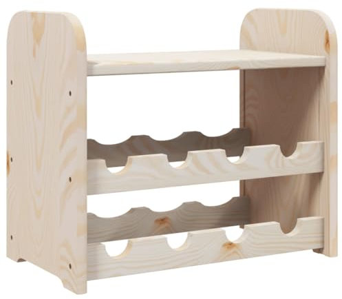vidaXL Weinregal mit Oberplatte, Flaschenregal mit 2 Ebenen Wellen-Design, Flaschenständer für 8 Flaschen, Weinschrank Weinständer, Massivholz Kiefer