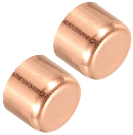 PATIKIL 3/4 Pollici ID Tappo per Estremità Tubo in Rame, 2pz Tappi in Rame per Raccordi a Saldare per Impianti Idraulici HVAC Condizionatori d'Aria, Tono Rame