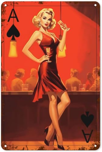 Retro Pinup Girls Metall-Blechschild Vintage Wanddekoration Sexy Frau Garage Poster Plakette Blechschild 20,3 x 30,5 cm