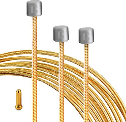 Yaoliucp Fahrradschieber -Kabel poliertes Fahrraddrahtkabel kompatibel mit/sram für Mountainbike, Rennrad, MTB Mailleur Cable 1,2 x 3000 mm Gold, Fahrradwechselkabel