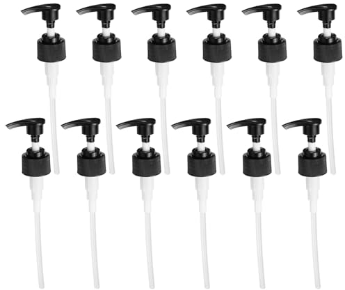sourcing map 12Pcs Liter Pump Dispenser, 28/410 Universal Shampoo Container Pump for Lotion Soap in Kitchen Bathroom, Black
