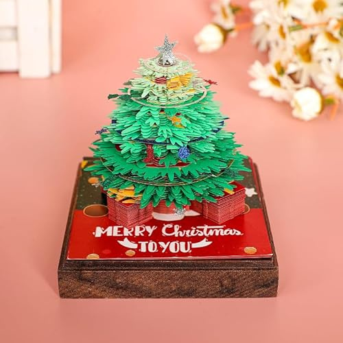 Blocco note 3D con albero di Natale, carta intagliata arte 3D note adesive convenienza post notes, albero di Natale Kawaii blocco note, calendario artistico, scultura, regalo di Natale per collega