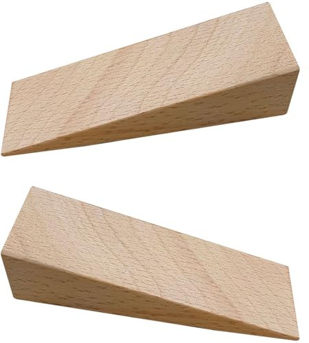 2 Pcs Wooden Door Stoppers ,Non-Slip Heavy Duty Beech Wedge Set for Home, Bedroom, Kitchen, Office, and Furniture