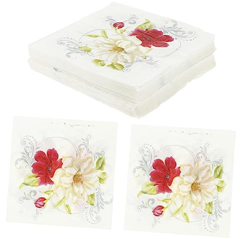 IWOWHERO Hochzeitsservietten 40 Stück Stoff mit Zartem Blumenmuster Delicate Partyservietten für Elegante Dinner und Festliche Anlässe