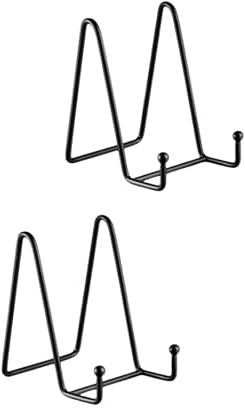 FUZVOL 4 Inch Plate Stand, Metal Iron Display Stand for Artwork, Decorative Dish, Photo and Book (2 Pack)